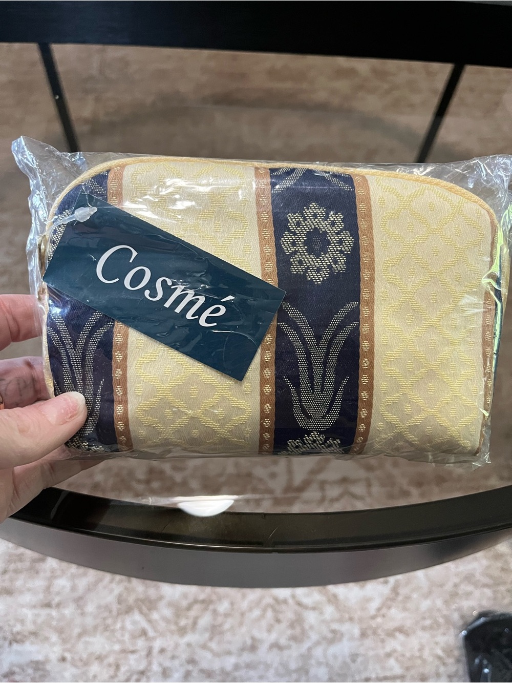 Cosme Yellow and Navy Decorative Pouch
